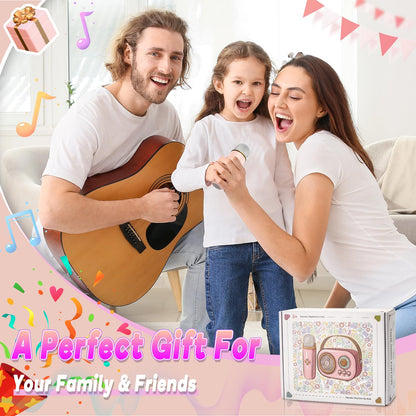 Dislocated Bluetooth Microphone Karaoke Children, Excellent Music Toy for Girls 4-12 Years Kids1 (Pink)
