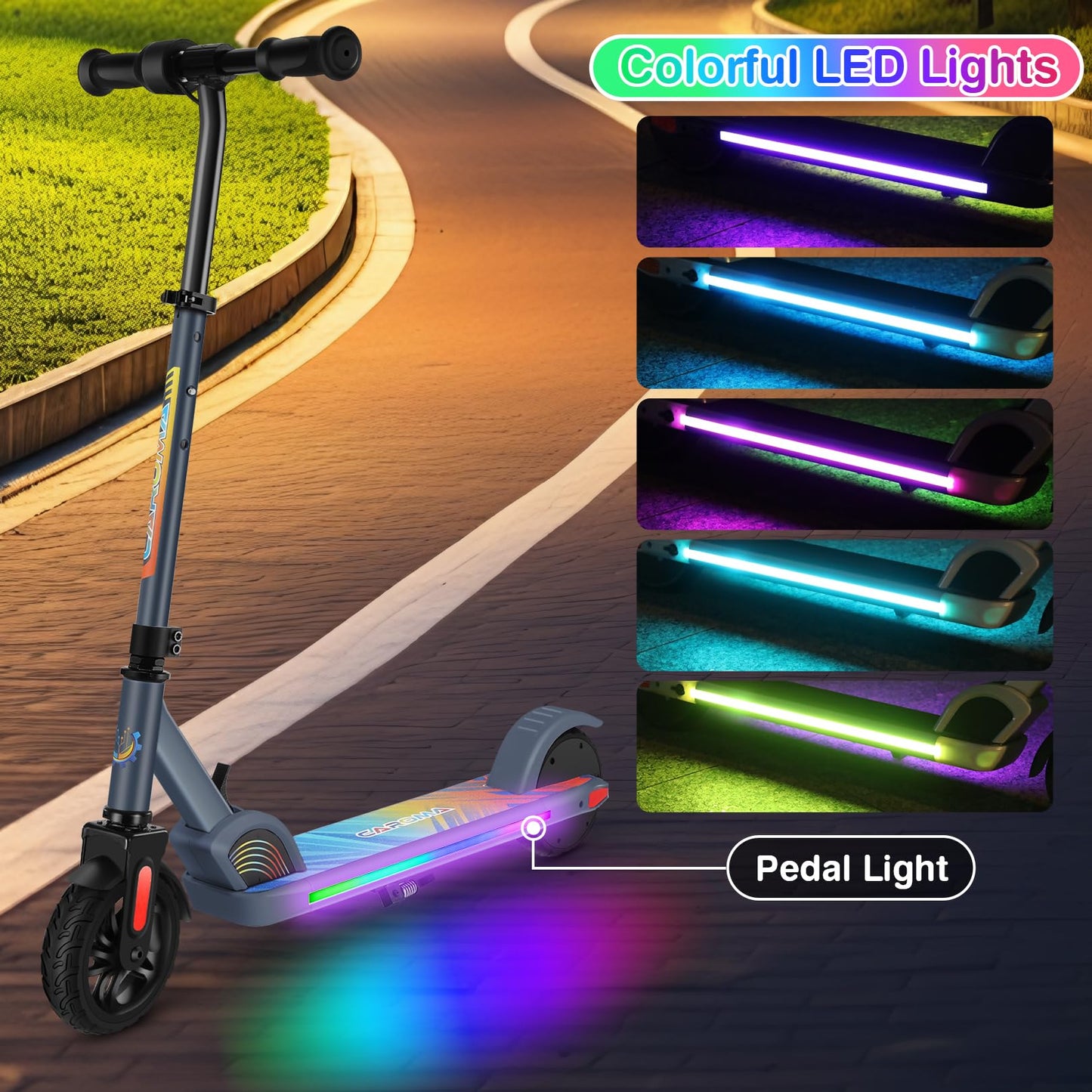 Caroma E Scooter for Kids aged 8-14, Max 17Km/h, 150W motor, Foldable Electric Scooter for Kids, Adjustable speed & height, LED display, Gift for Children and Teens (Blue)