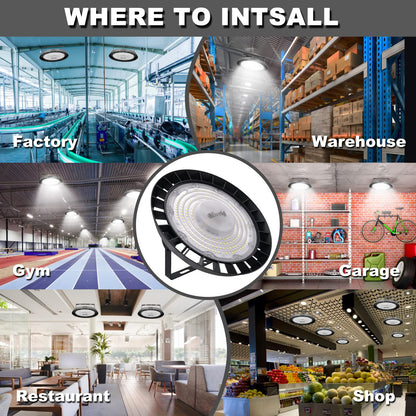 Blivrig 300W LED UFO High Bay Light Industrial Lamp 6500K Cool White 30000LM, 252 Pendant Lights 230V with Cable, IP65 Waterproof Hanging Lights Indoor Lighting for Gymnasiums, Factories