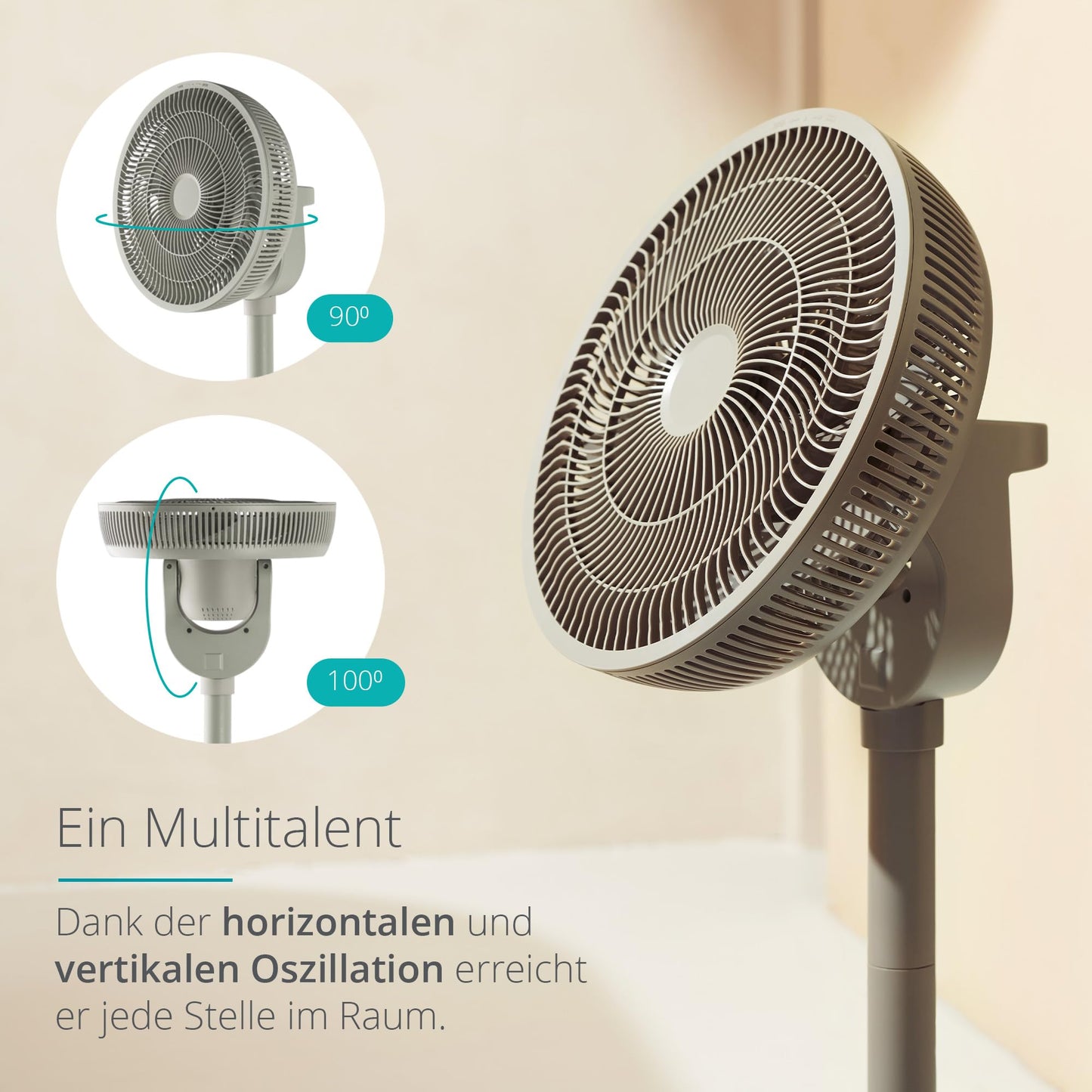 Duux Whisper Flex Smart Stand Fan - Remote & Smartphone Control - Height Adjustable 51-88cm - Quiet Fan with Night Mode and Timer - Energy Efficient 2W, Battery-free - Sage