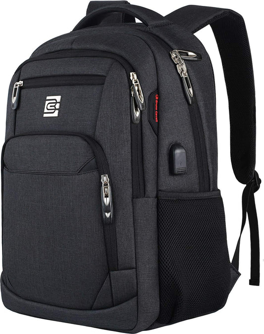 Marcello laptop backpacks with USB charging port for men and women for work school college school backpack for boys teenagers with laptop compartment & anti theft pocket (black, 15.6 inch)