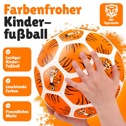 Soccer for kids I Soccer size 3 I Lightweight mini ball with tiger motif I Sturdy I Soft ball for 3 or 4 years old I Children's birthday party favor I Outdoor toy I Comes with ball needle
