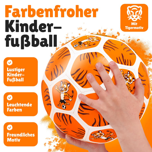 Soccer for kids I Soccer size 3 I Lightweight mini ball with tiger motif I Sturdy I Soft ball for 3 or 4 years old I Children's birthday party favor I Outdoor toy I Comes with ball needle
