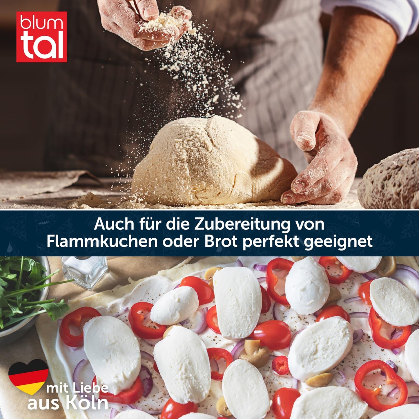 Blumtal pizza stone for oven 38x30cm + sturdy pizza peel - pizza stone for gas grill made of cordierite stone up to 900°C - suitable for gas grill - pizza stone - bread baking stone.