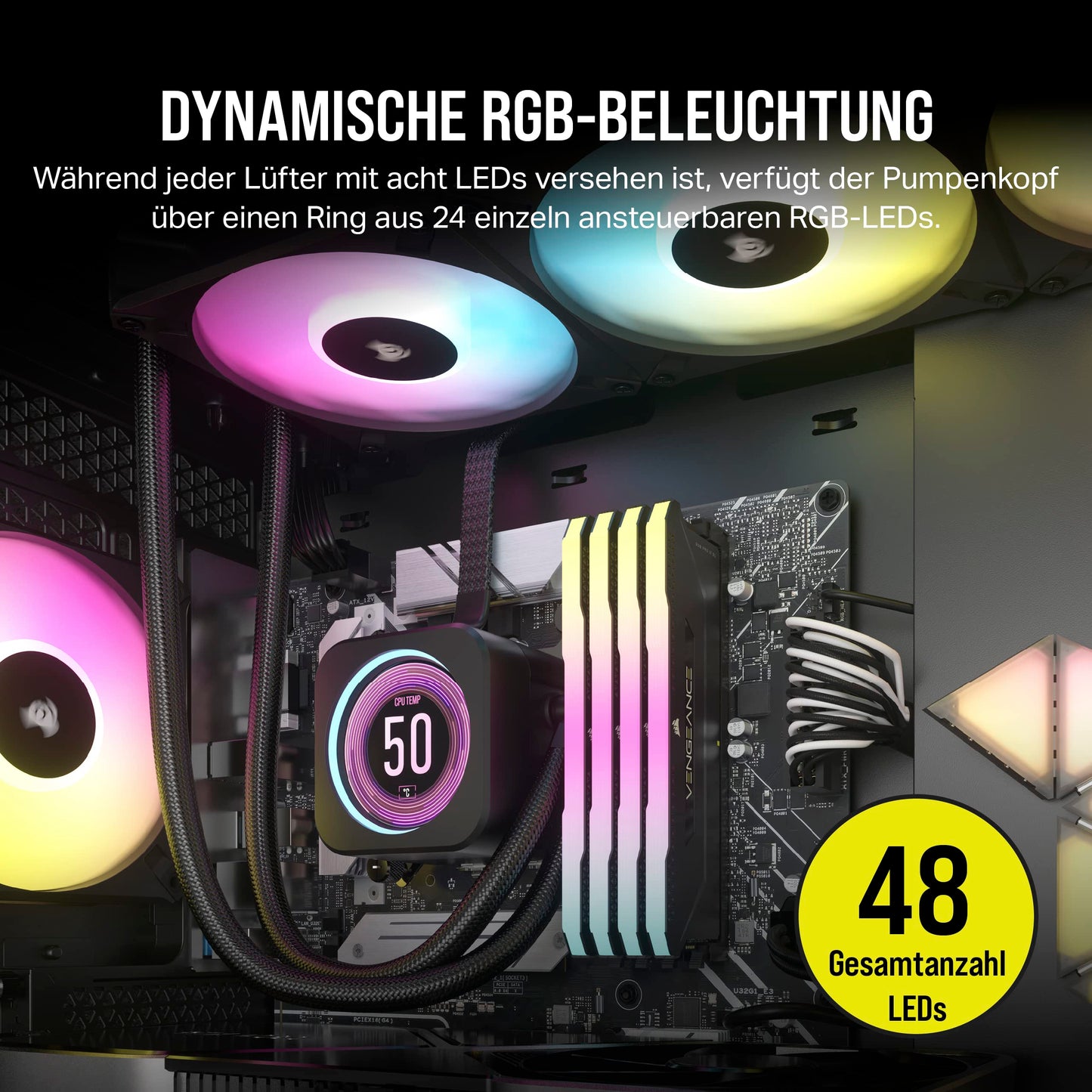 Corsair iCUE H150i Elite LCD XT Liquid CPU Cooler - IPS LCD Screen - Three AF120 RGB Fans - 360mm Radiator - Intel LGA 1700, AMD AM5 and more, includes iCUE Commander CORE, for desktop, Black.