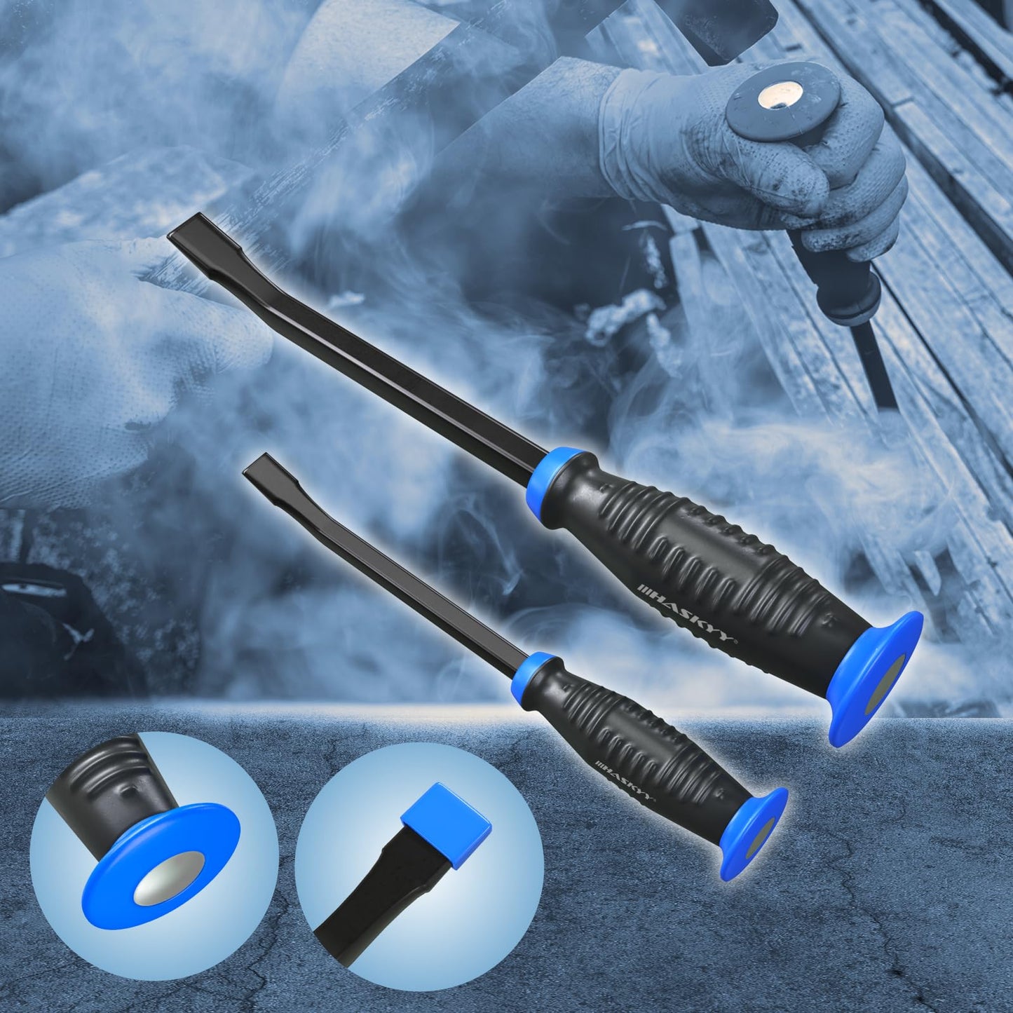 HASKYY tire mounting lever rim edge protection set 8pcs 200mm 300mm 450mm 600mm professional mounting irons with rim protector | Tire mounting tool set for car & motorcycle