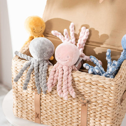 Nattou 877558 Octopus Plush Toy, For Newborns and Preemies, 23 cm, Lapidou, Grey