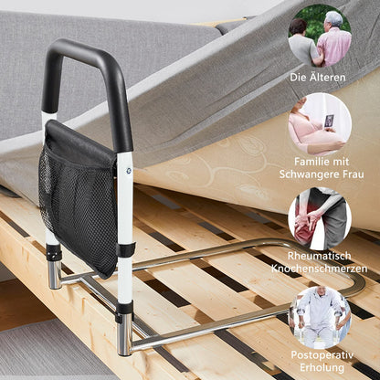 OUUTMEE bed rail fall protection for adults, bed rail made of carbon steel with storage bag, portable and foldable safety rail, for elderly, pregnant individuals.