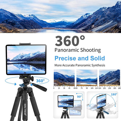 Cellphone tripod, Upgrade 165cm / 65" Camera Tripod for Smartphone iPad, 360° Rotation Portable Tripod with Remote Shutter Compatible for Tablet, All Phones, iPhone, Samsung, Camera, Gopro