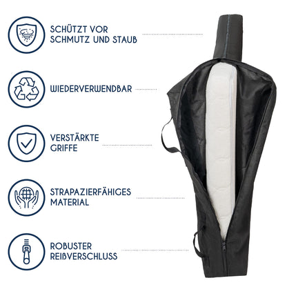 Dreamzie mattress cover 160x200 cm for storage and moving (Made in EU and Oeko-TEX - 30cm thickness) - Mattress storage bag with zipper