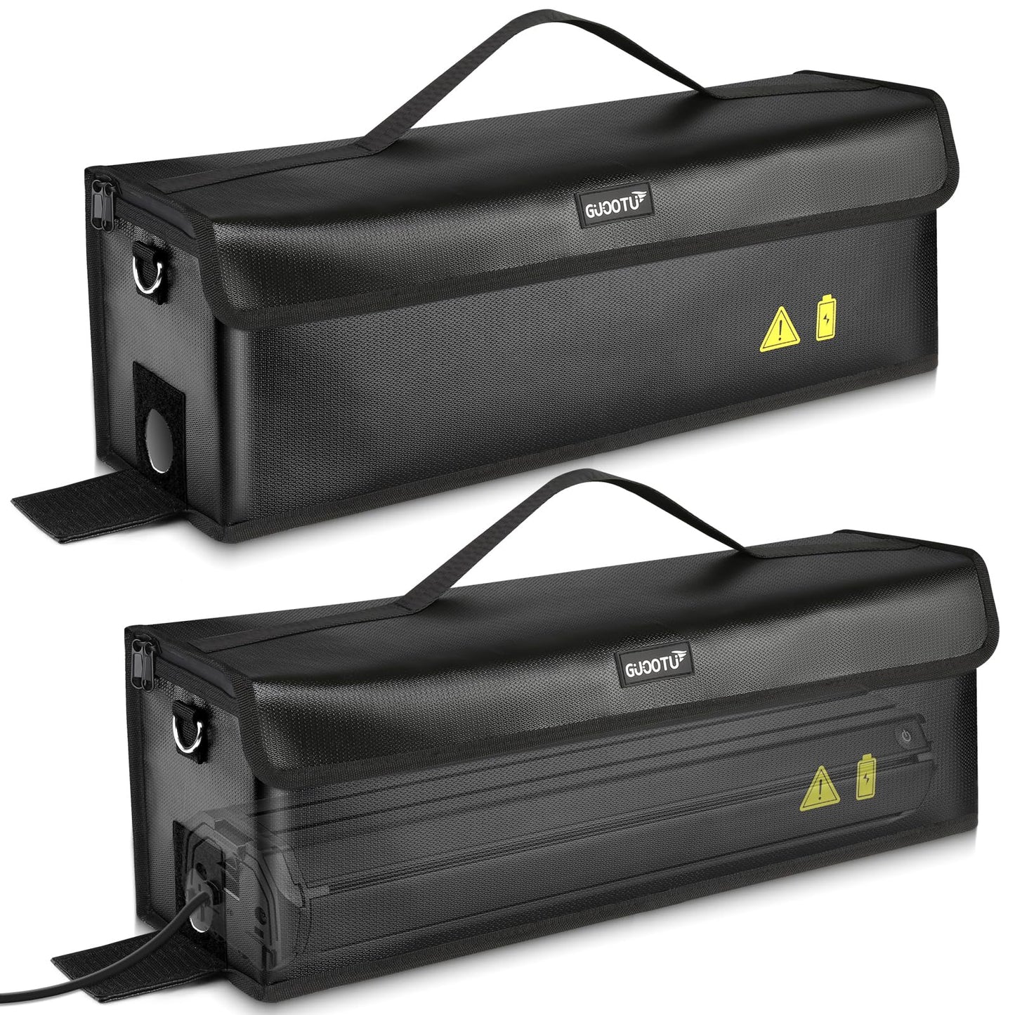 GUOOTU 2 Pack Ebike Battery Bag, Fireproof up to 1400°C, for Storage, Transportation, Waterproof and Explosion-proof Battery Bag, Large capacity Ebike battery protective cover (2, 49 x 15 x 15cm -2 Pieces)