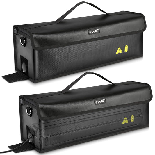 GUOOTU 2 Pack Ebike Battery Bag, Fireproof up to 1400°C, for Storage, Transportation, Waterproof and Explosion-proof Battery Bag, Large capacity Ebike battery protective cover (2, 49 x 15 x 15cm -2 Pieces)