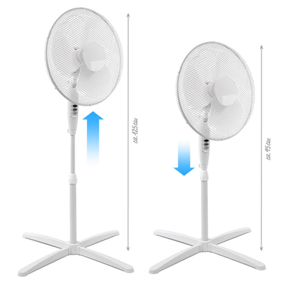 ito electronics ito Pedestal Fan 40 cm diameter white - oscillating + 3 adjustable speeds adjustable height / adjustable tilt angle, 40 x 14 x 125 cm