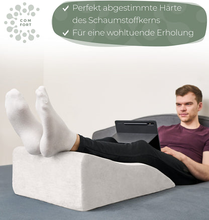 WELL B4 Ergonomic Leg Elevation Pillow MEDIUM - Leg elevation pillow leg support wedge pillow for legs & knees ideal as lymph pillow and vein wedge