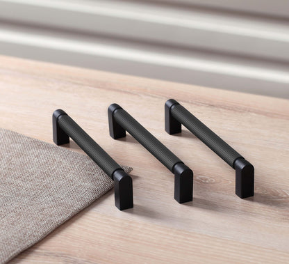 CILEYTION 10 piece handles for kitchen cabinets, 128mm hole spacing in matte black. Kitchen handles in black, furniture handles in black.