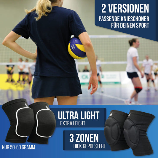 LOUD PROTECTION® ULTRALIGHT Knee Pads - breathable, stretchy, soft - [indoor sports and outdoor] With patella pad for handball, volleyball, mountain biking & more.. (Black, M)