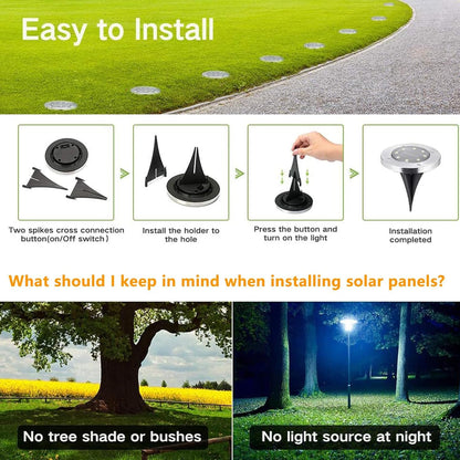 Joomer 12 Pack Solar Ground Lights Outdoor, Solar Lights for Garden Outdoor with 8 LEDs, 3000K Warm White Waterproof Led Solar Garden Lights, Solar Lights for Outdoor Lawn Driveway Pathway Patio