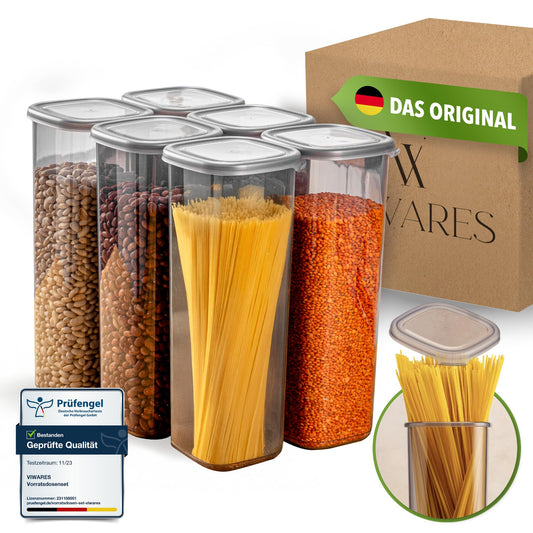 Viware's airtight containers with lids, 6-piece BPA-free storage container set for cereal flour storage in the kitchen, practical kitchen organizer, food storage containers for freshness.