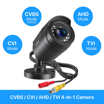 ZOSI 1080P HD Outdoor Video Surveillance Camera 4-in-1 TVI/CVI/AHD/CVBS 960H CCTV Camera with OSD 24M IR Night Vision
