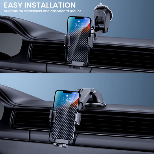 BIPOPIBO car phone holder, military-grade suction cup, universal phone stand for dashboard, windshield, car mounts for iPhone, Android smartphone