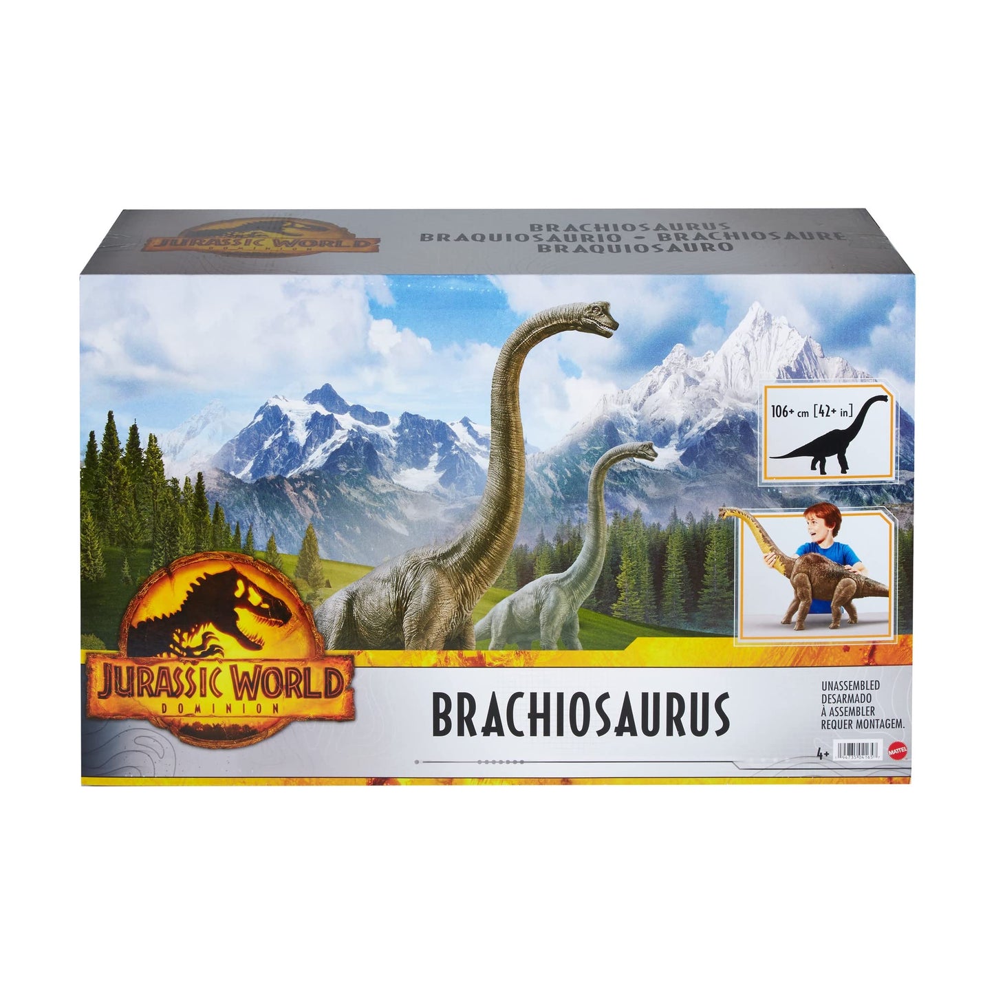 Jurassic World HFK04 - A new era Brachiosaurus dinosaur action figure, 81 cm, toy gift, physical and digital fun.