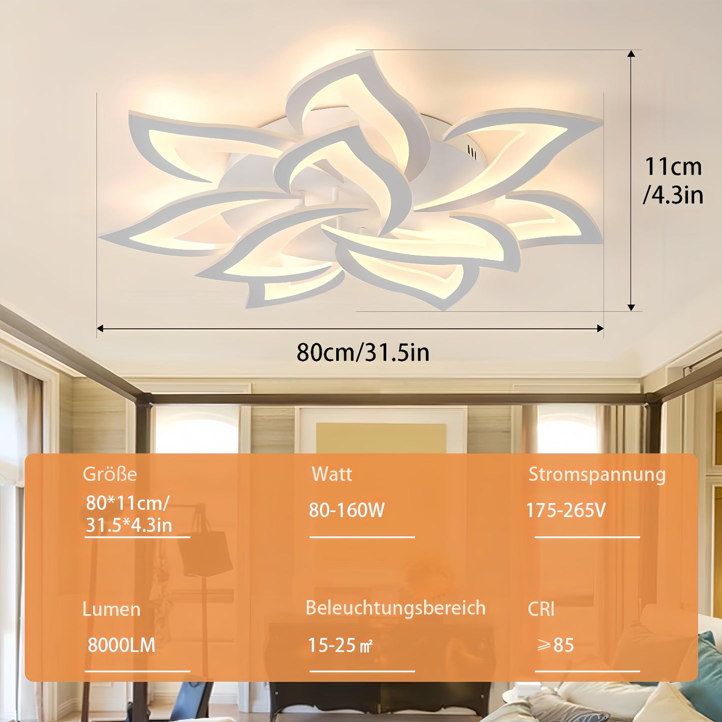 Tetipa LED Ceiling Light Dimmable, 80W-160W Living Room Lamp with remote control and APP, Bedroom Ceiling Light modern Ceiling lighting Chandelier Dimming Lamp Ceiling
