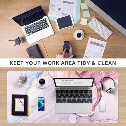EPriakotu desk pad, 90 x 40cm PU leather desk mat, waterproof desk blotter protection office desk mat computer laptop keyboard mat for office home