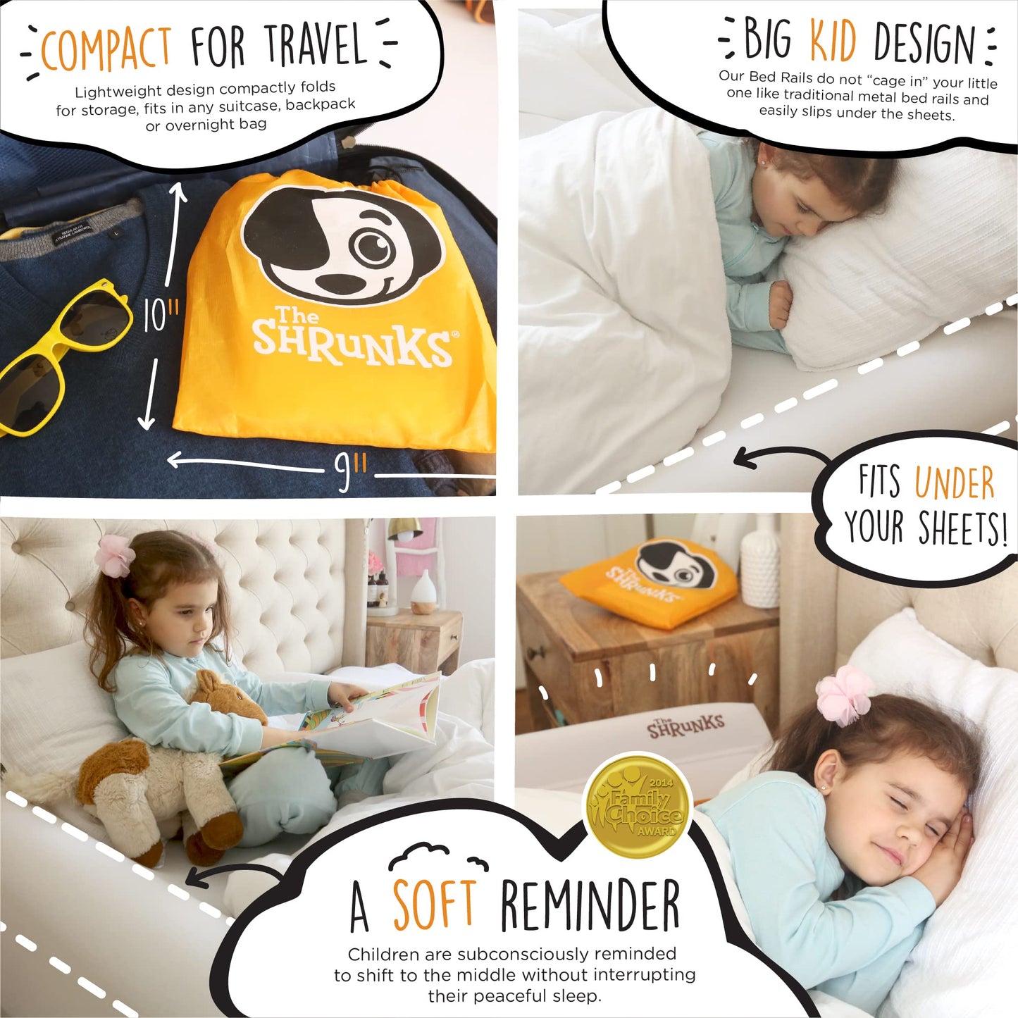 The Shrunks Inflatable Bed Rail Sleep Secure, 2 Count, White