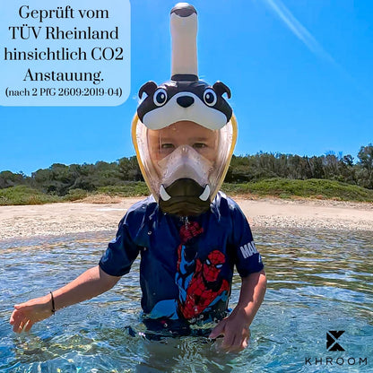 Khroom Kids Snorkel Mask for ages 3 and up | TUV tested & CO2 safe | Full face diving mask for kids | Diving mask with carrying case (Blue Shark+Case)