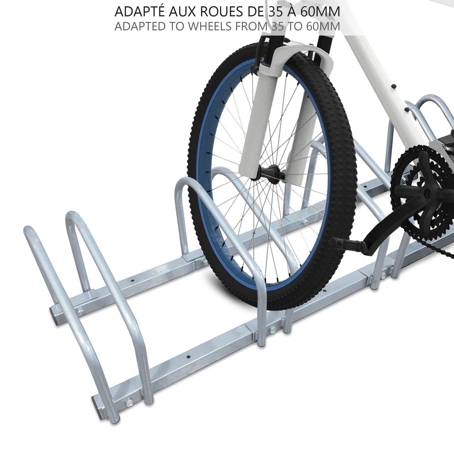 VOUNOT bike stand for 4 bikes, can be mounted on the floor or wall, multipurpose stand for multiple bikes, silver.