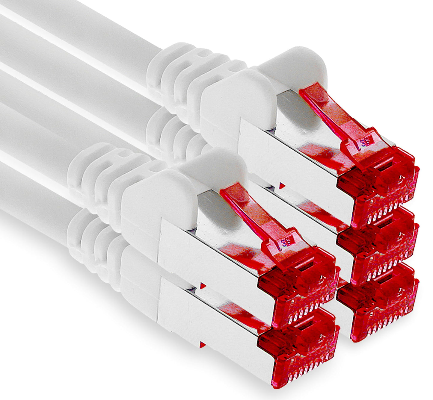1aTTack.de - 5x 3 meter CAT6 patch cable S/FTP PIMF shielding CAT.6 RJ45 network cable Ethernet cable DSL LAN router switch modem patch panel - white - 5 pieces