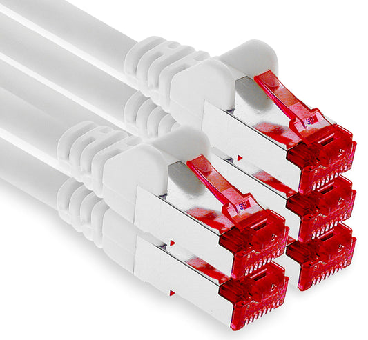 1aTTack.de - 5x 3 meter CAT6 patch cable S/FTP PIMF shielding CAT.6 RJ45 network cable Ethernet cable DSL LAN router switch modem patch panel - white - 5 pieces