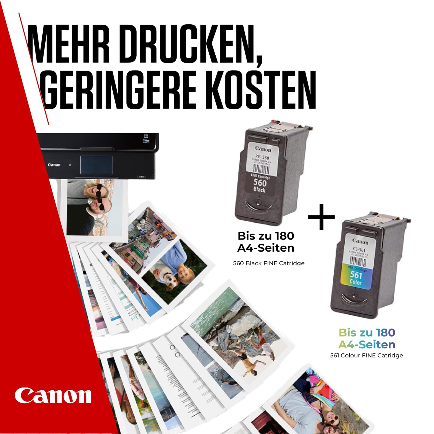 Canon Ink & Paper Multipack - PG-560/CL-561 Original Printer Ink Cartridges 2-Pack (1 x Black, 1 x Color) & 4x6 Photo Paper (50 Sheets)