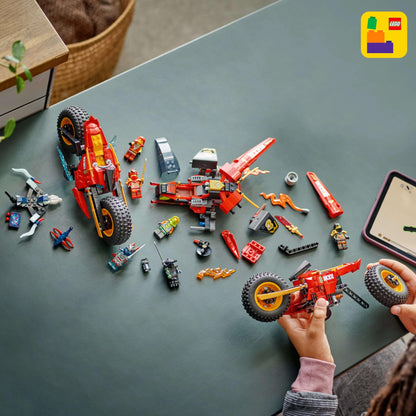LEGO NINJAGO Ninja Action Speeder - 3-in-1 toy with 2 Ninja bikes, 1 jet, and 6 minifigures, including Kai and Frak - Rise of the Dragons gift for boys aged 8 and up - 71844