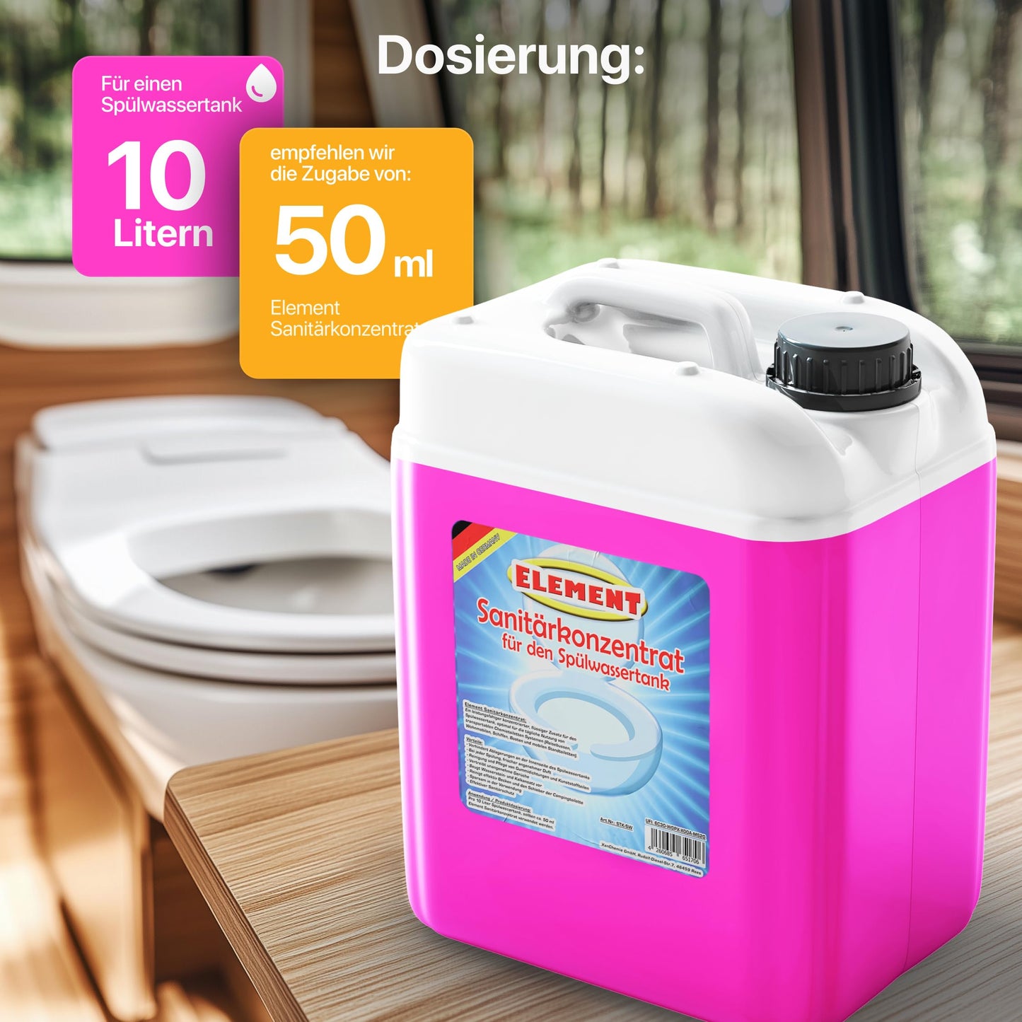 Sanitation fluid for camping toilets I Set 2 x 2.5 liters I BLUE & flushing water tank I for fresh and waste water tank I chemical toilet additive I camping toilet I waste tank I sanitation concentrate