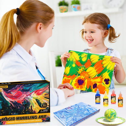 Water marbling paint for kids - arts and crafts for girls and boys, craft kits, for children aged 6 years and older...