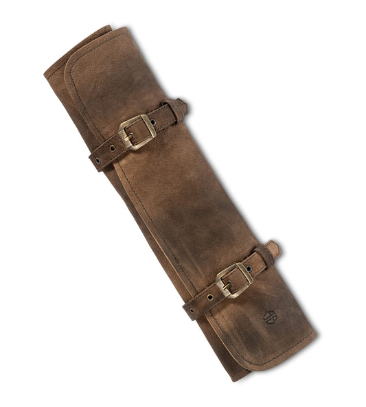 Angus Stoke Chef Knife Roll Leather - Genuine Leather Chef Knife Bag Large - Knife Bag Lockable - Chef Bag Sam (Dark Brown-Antique)