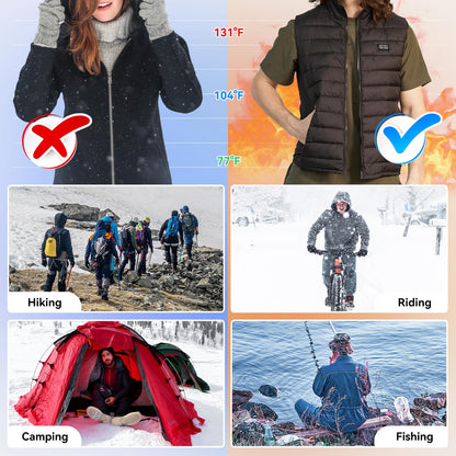 Warm Storm USB Heated Vest with 3 heating levels. Machine washable, suitable for both men and women. Perfect for outdoor work, camping. Includes 10000mAh battery. (XL, Black)