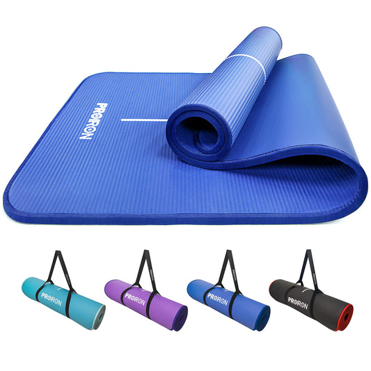 PROIRON gymnastics mat, home exercise mat with carrying strap, non-slip training mat, thick 10/15mm yoga mat and sports mat fitness mat Pilates mat for home training.