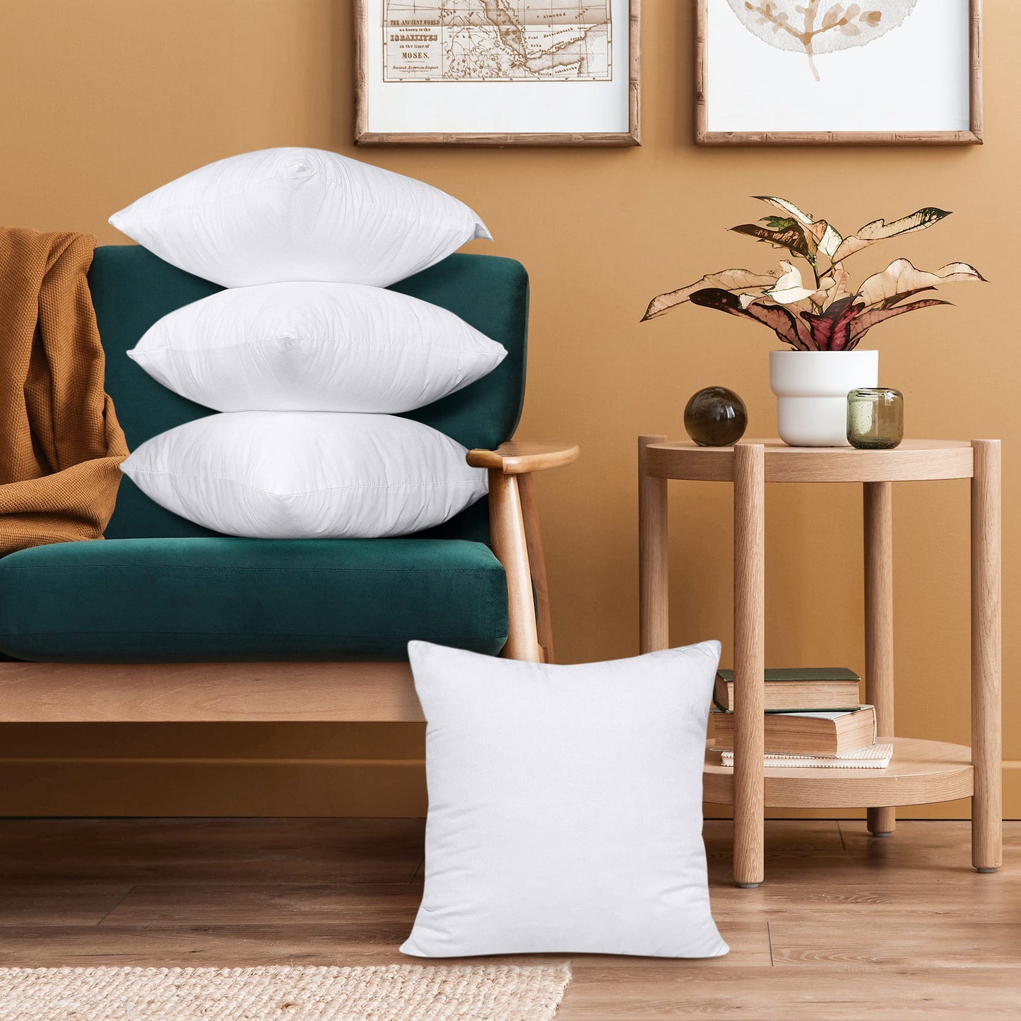 Utopia Bedding 4-Pack Pillow Inserts 55 x 55 cm, Decorative Square Throw Pillow Inserts, Cushion Stuffer (White)