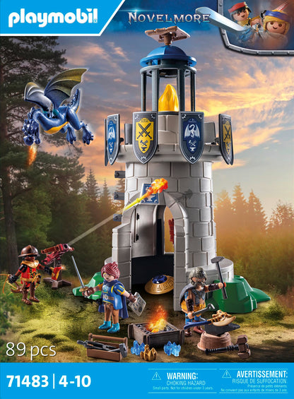 PLAYMOBIL Novelmore 71483 Knight's Tower with Blacksmith and Dragon, exciting battle between the Novelmore Knights and Burnham Raiders, detailed toy for kids aged 4 and up.