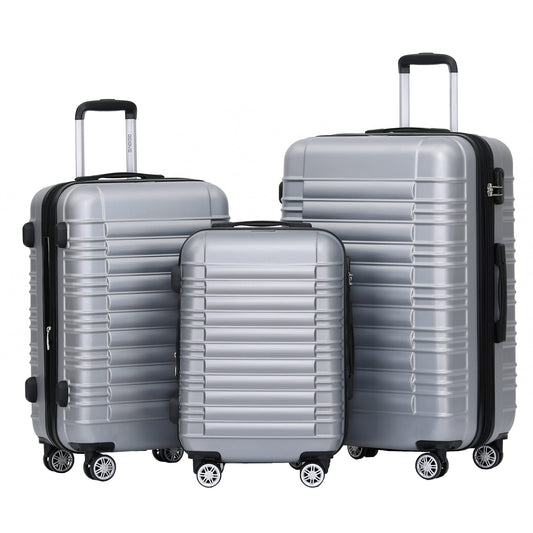 BEIBYE hard shell suitcase trolley with twin wheels travel luggage set (silver, set)