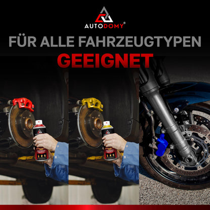 AUTODOMY Brake Caliper Paint Set Spray Coating for Caliper 400ml with High Temperature Resistance | Brake Caliper Paint Red + Brake Cleaner + Steel Brush for Caliper of Car and Motorcycle