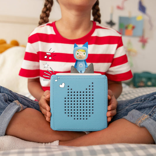 tonies Toniebox Starter Set including 1 Creative Tonie – audioplayer for children's audiobooks and songs, easy-to-use wireless music box/speaker, 7 hrs battery life, Blue