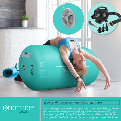 KESSER® Inflatable Airtrack | incl. carrying bag & electric air pump | Barrel Tumbling, Yoga, Fitness mat, Training aid, Gymnastics mat, Balance trainer, Sport mat, Workout