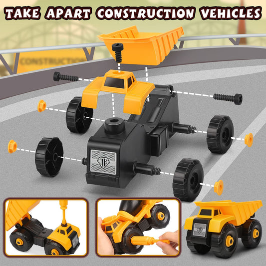 Dreamon Excavator Kids Toy, Construction Vehicles Kids with Electric Drill, Tractor, Sandbox Excavator Boys 3 4 5 6 7 Years