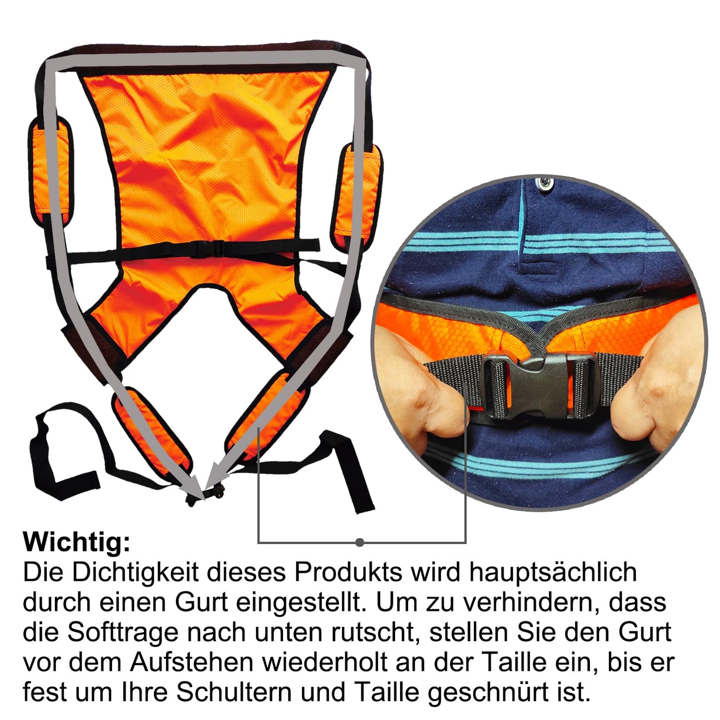 Orange durable baby wraps for carrying infants and toddlers. Lightweight and soft, with back straps for outdoor activities like hiking. Convenient sling transfer for lifting children into cars, wheelchairs, vehicles, or beds.