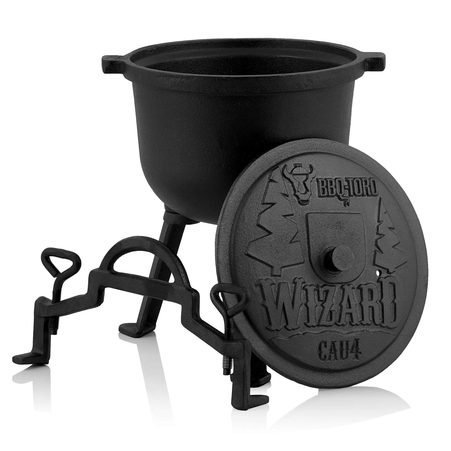 BBQ-Toro Magic Cauldron "Wizard" | 4 liters | Cast iron cooking pot | Cauldron with three legs, lid, handle, and locking screws | Witch's cauldron, Cauldron grill pot, Pressure cooker grill