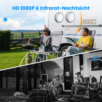 AUTO-VOX Solar Truly Wireless Backup Camera Kit with IR Night Vision, 1080P Wireless Digital Backup Camera with 7" Split-Screen Monitor for Truck, RV, Camper, Trailer, Van, Bus (Solar4)