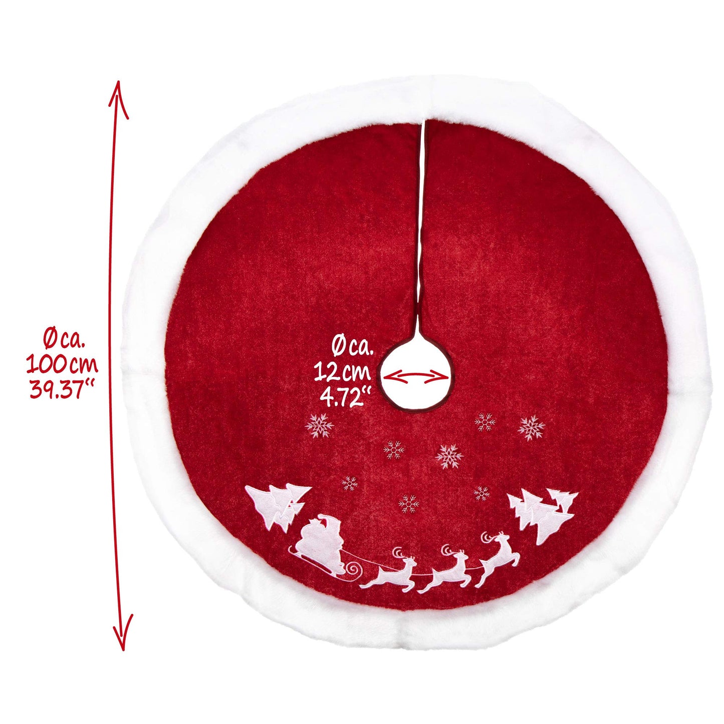 COM-FOUR® Premium Christmas Tree Skirt to Protect Against Pine Needles - Round Tree Skirt for the Christmas Tree - Base with Christmas Motif for Gifts and Decoration